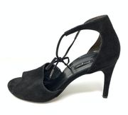 Paul Green Sandals Women's UK 7.5 US Size 10 Black Suede Ankle Tie Heels