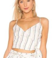 Juliana Coco Stripe Linen Blend Wrap Crop Top