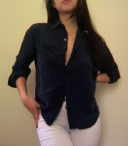 Vintage Silk Navy Blouse