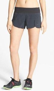 Brooks Running Shorts Blue-Black with Snap Pockets size Small