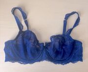 Y2k Victoria’s secret royal blue lace unlined demi bra 