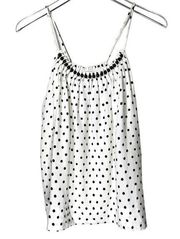 FARM Rio x Anthropologie Onca Beaded Polka Dot Tank Top in White/Black