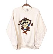 Vintage Acme Clothing Womens White Looney Tunes Tazmanian Devil Sweatshirt Large