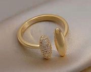 18K Gold Plated Adjustable Open Ring for Women,Statement Ring,Gold Ring