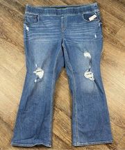 Old Navy Bootcut Jeans Women 28 Pull On Elastic Waist Distressed Stretch Denim