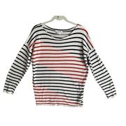 Lacoste Club Size 42 Knit Sweater Stripe Womens Long Sleeve White Black Red