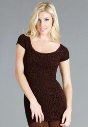 New Sexy Dark Brown Cheetah Print Short Sleeve Top