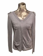 CACHE Gray Cashmere Zip Up Sweater size Medium Grandpacore