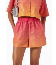 SELF-PORTRAIT Rhinestone Taffeta Ombré Shorts Pink / Orange Size 10