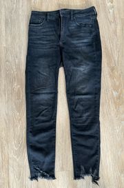 Black Cropped Straight Leg Jeans