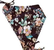 Kona Sol Women Bikini Bottoms Size L Purple Preppy Floral Hipster Cheeky Swim