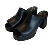 Ted Baker Women's Deltino Platform Heeled Leather Mules Black Size 41 (US 9)