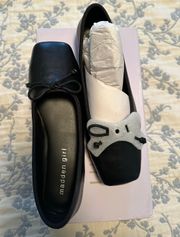 Steve  New Black Square Toe Ballet Flats With Bow