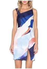 Finders Keepers Asymmetrical Dress Faux Wrap Sleeveless Blue Abstract‎ Size XS