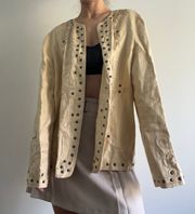 Beige Embroidered Vintage Blazer