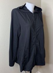Pure Jill Fit Full Zip Black Hood Womens Sz Medium Coat Athletic Jacket Pockets