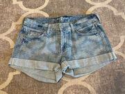 7 for all mankind western tribal denim jean shorts size 27