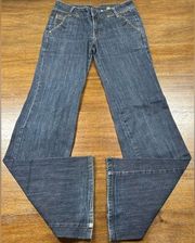 MNG by Mango Martina Flare Low Rise Y2K Vintage Dark Wash Blue Jeans Size 4