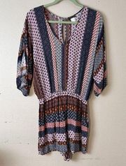 VENUS Size Large Patchwork Boho Paisley Romper w/Elastic Waist Pockets V Neck