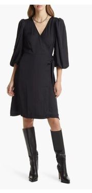 Halogen Womens Size S Black Everyday Three-Quarter Sleeve Wrap Dress NWT