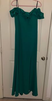 Macy’s Green Off The Shoulder Formal Dress