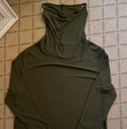 Army Green Turtle Neck long sleeved shirt with attached face mask NWOT L