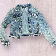 TINSELTOWN Denim Jacket Size Medium Distressed Acid Wash