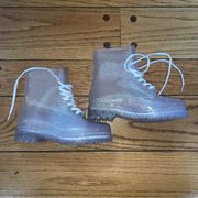 Urban Outfitters Rainbow Glitter Clear Plastic Lace Up Boots Women's Size US 6