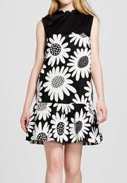 Victoria Beckham for Target Black Daisy Scallop Trim Dress - Size XS