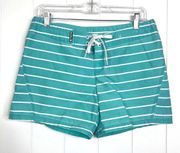 Hurley Aqua and White Striped Board Shorts SZ 5