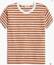 J Crew Factory Striped crewneck Tee in Pale Clay White M NWT