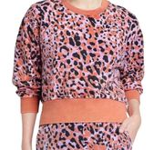 Orange Pink Animal Print Crop Pullover Size Medium