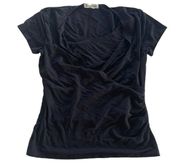 Coldwater Creek Shirt Womens X Small Black Short Sleeve Round Neck Surplice Top