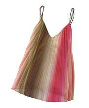 Scotch & Soda Pleated Ombre Rainbow Sleeveless Blouse Boho Tank Top Size 34 NWT