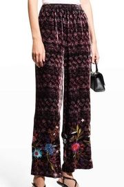 Johnny Was Silk Blend Floral Embroidered Ulla Wide Leg Pants (oversized)