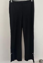 Black  leggings with flared slit bottom and pearl beadin detail XS