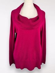 Chico's Cowl Neck Knit Sweater Magenta Size Medium