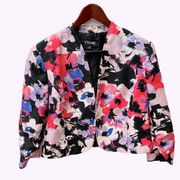 Floral Blazer Waist Coat Jacket Pink Purple 14 Black Label