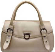 Salvatore Ferragamo Gancini Beige Leather Shoulder Bag