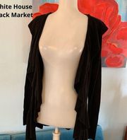 White House Black Market Silk S Small Women's Shawl Open Cardigan Sweater Black