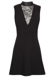 Sandro Dress Black Lace Neckline Sleeveless Short Dress Sz M (Sandro 2) EUC