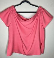 NEW  Off The Shoulder Top 16 Pink Flutter Sleeve Barbiecore Slit Minimalist