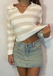 White/cream striped sweater knit