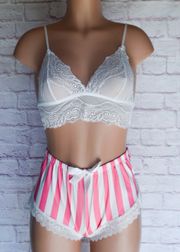 Pink & White, Stripe, Lingerie Set