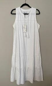 NEW NWT -Eyelet Midi Dress Sleeveless-White Medium (US 8-10)