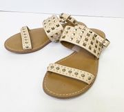 ARTURO CHIANG Womens Size 6 Studded  Ankle Strap Nude Blush Pink Flat Sandals