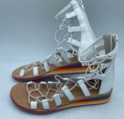 JEFFREY CAMPBELL BURMA White Rainbow Wedge Gladiator Sandal Size 8M