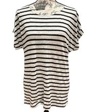 FRAME Denim Black White Striped Dolman Tee Shirt Womens Small