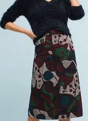ISLA MAUDE Black Multicolor Turia Midi Pencil Skirt