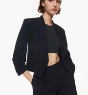 Babaton Aritzia Power Blazer black cropped ruched sleeve jacket 00